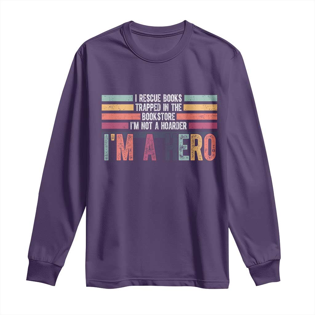 Book Lover Long Sleeve Shirt I Rescue Books - Wonder Print Shop