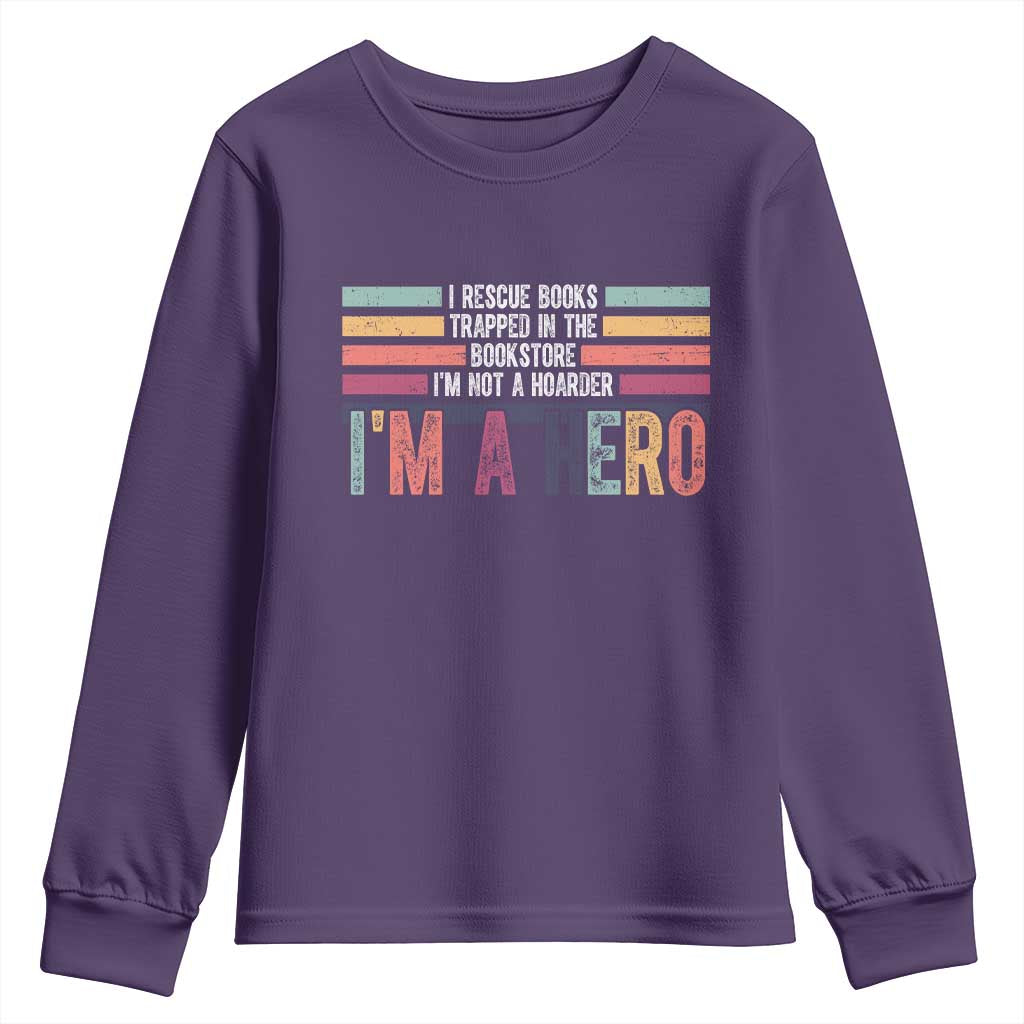 Book Lover Youth Sweatshirt I Rescue Books - Wonder Print Shop