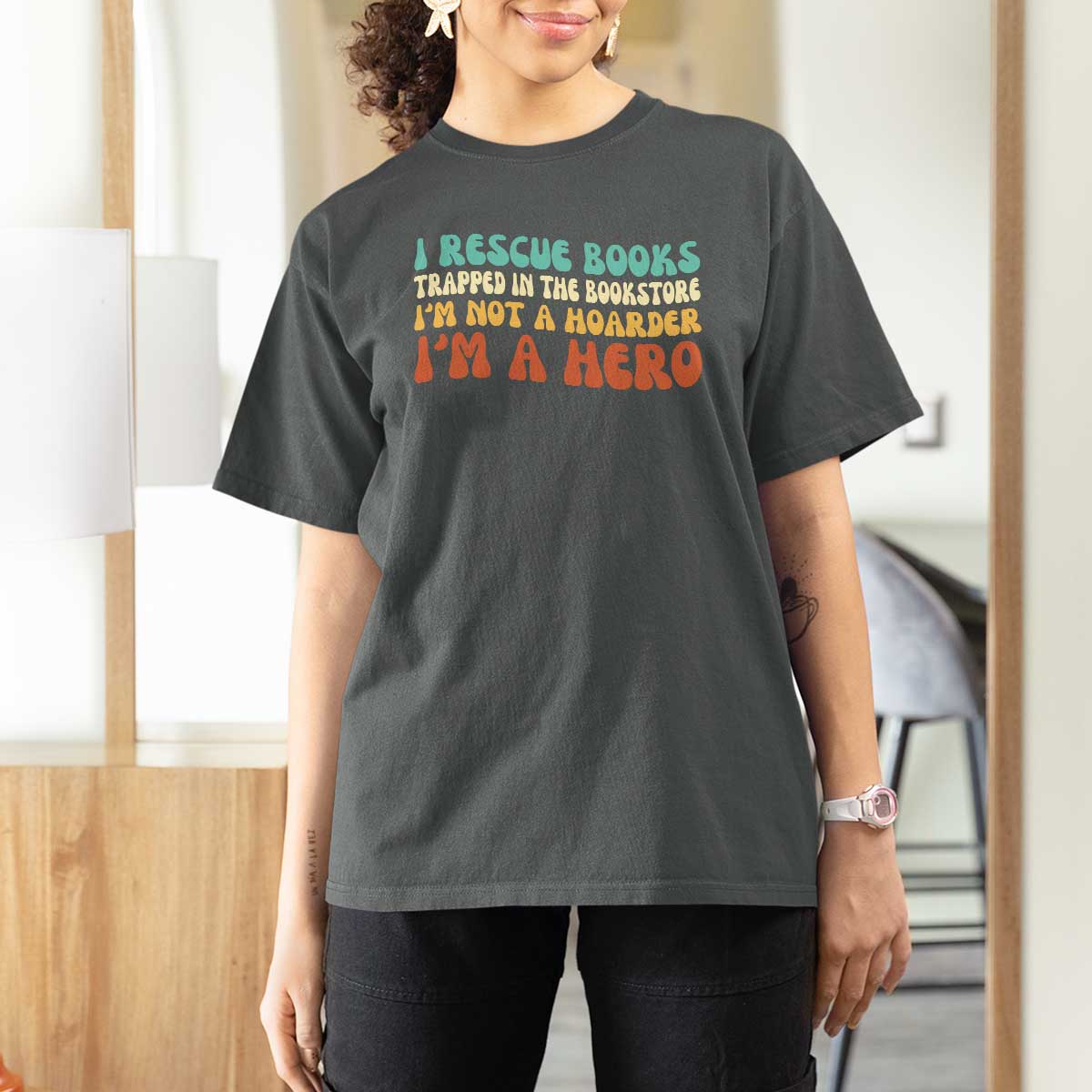 I Rescue Books T Shirt For Women Funny Booksellers Bookworm Book Lover Reader Gift - Wonder Print Shop