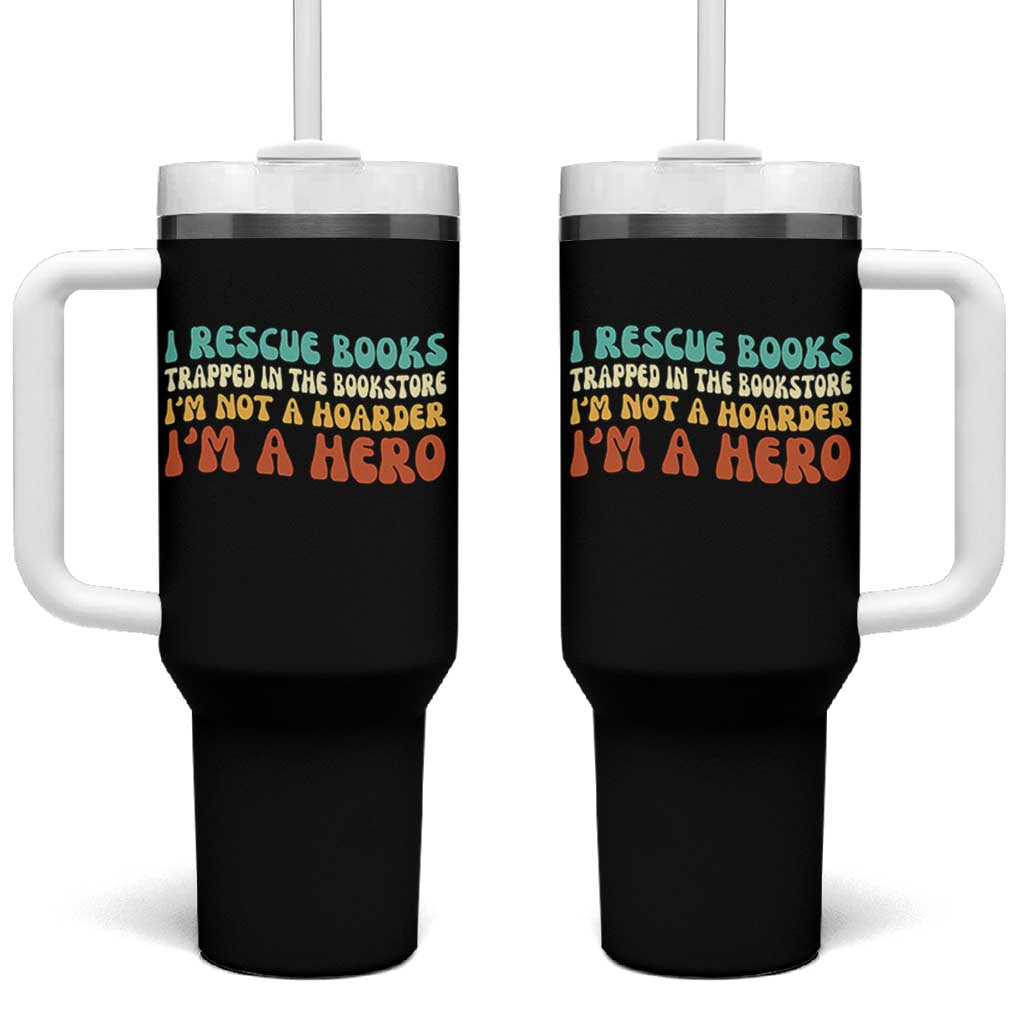 I Rescue Books Tumbler With Handle Funny Booksellers Bookworm Book Lover Reader Gift - Wonder Print Shop