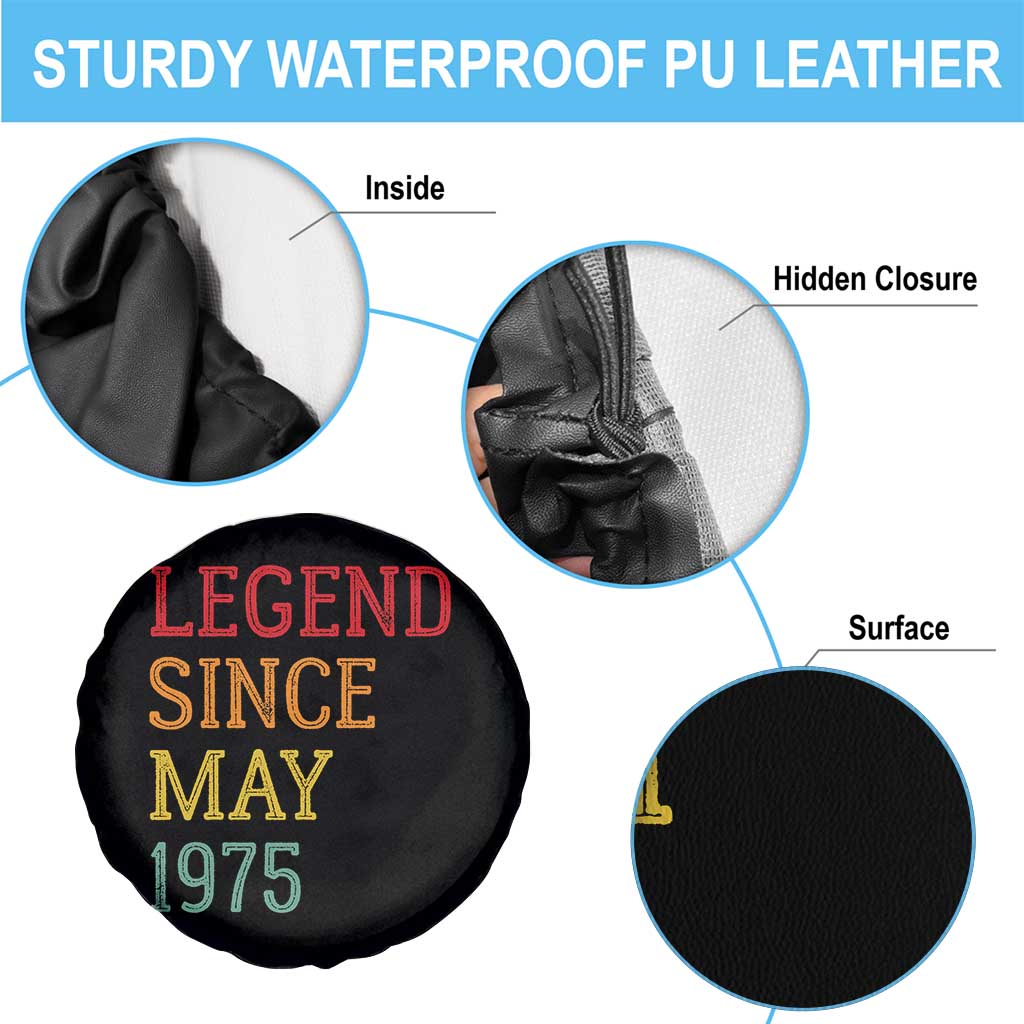 Legend Since May 1975 Spare Tire Cover Vintage Retro 50th Birthday Gifts