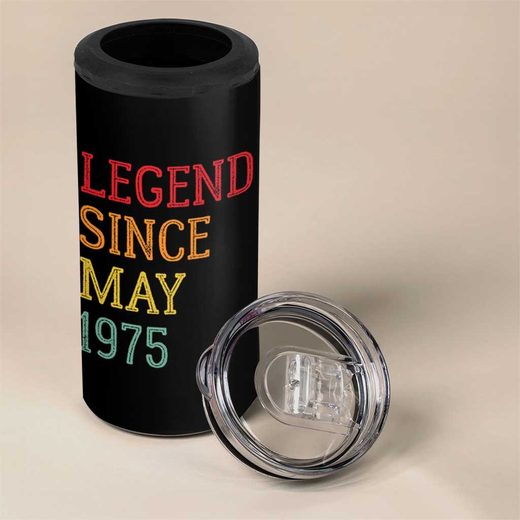 Legend Since May 1975 4 in 1 Can Cooler Tumbler Vintage Retro 50th Birthday Gifts