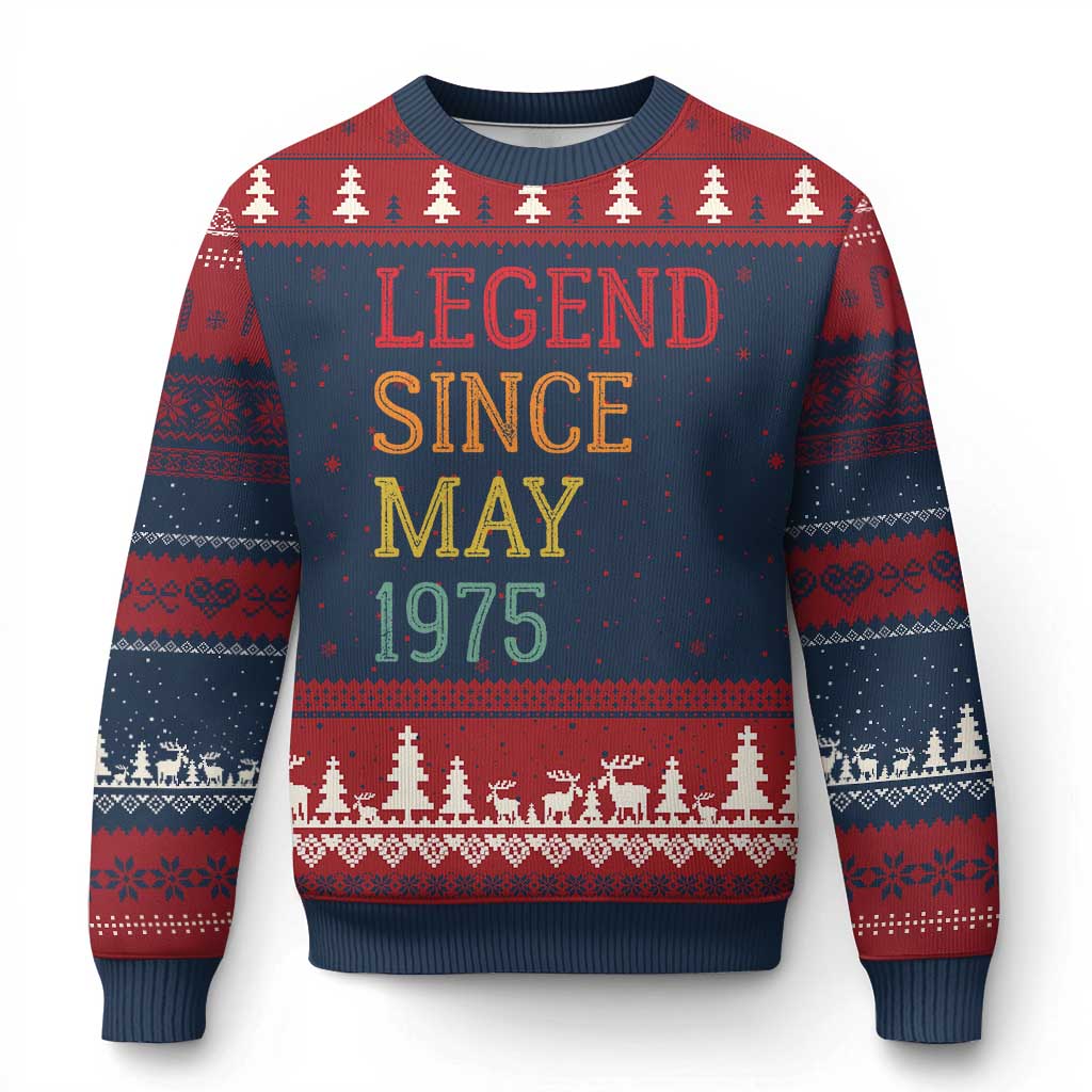 Legend Since May 1975 Ugly Christmas Sweater Vintage Retro 50th Birthday Gifts - Wonder Print Shop