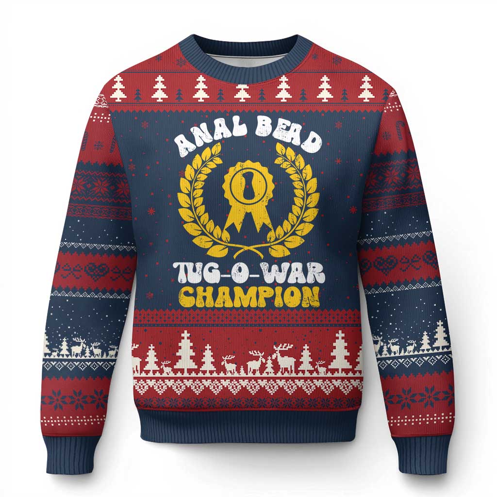 Bead Tug O War Champion Ugly Christmas Sweater Funny Sarcastic Saying Weird Gag Gift - Wonder Print Shop
