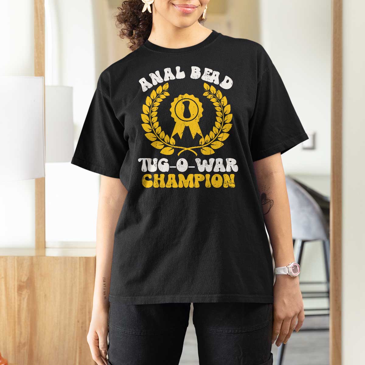 Bead Tug O War Champion T Shirt For Women Funny Sarcastic Saying Weird Gag Gift
