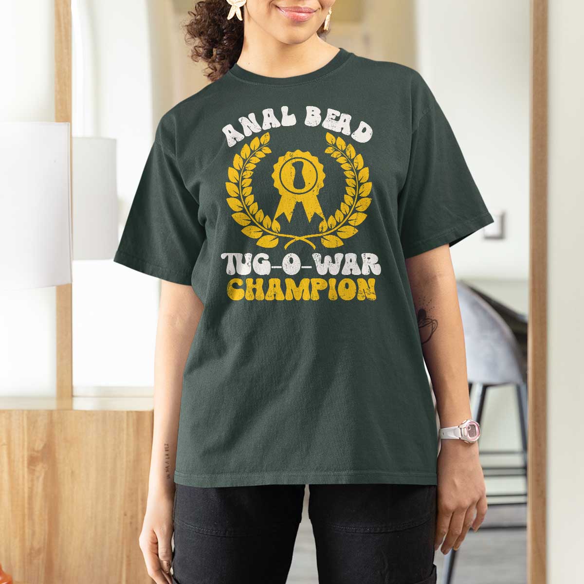 Bead Tug O War Champion T Shirt For Women Funny Sarcastic Saying Weird Gag Gift