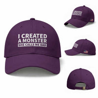 Funny Girl Dad Baseball Cap I Created A Monster She Calls Me Dad Saying Humor