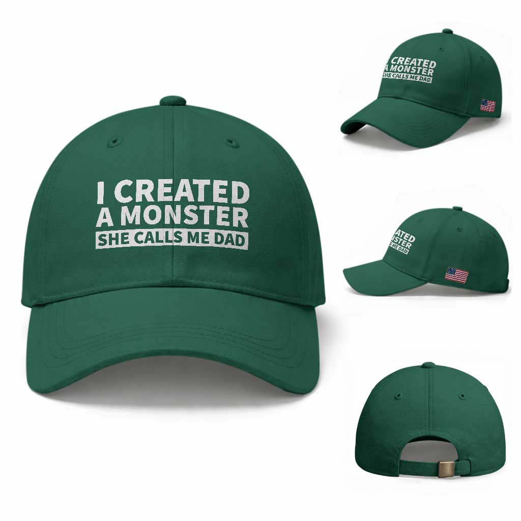 Funny Girl Dad Baseball Cap I Created A Monster She Calls Me Dad Saying Humor