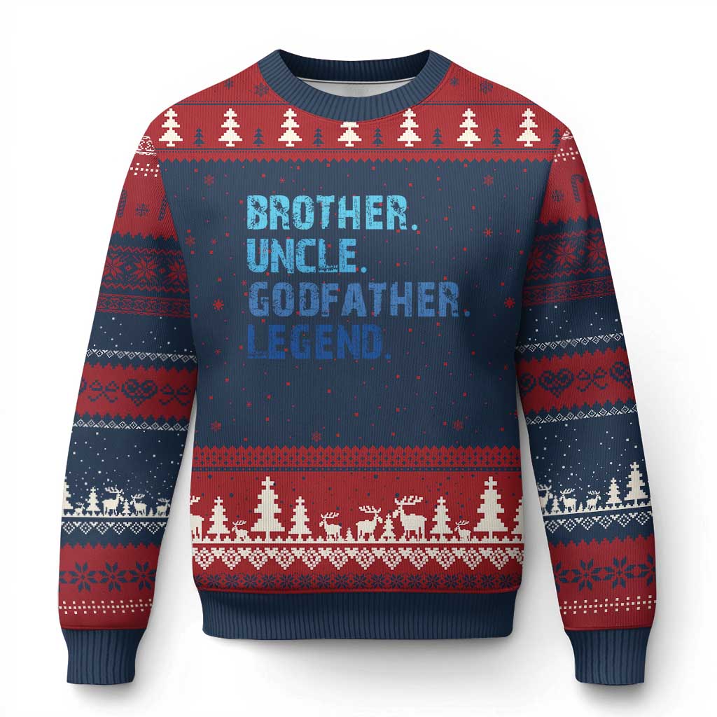 Brother Uncle Godfather Legend Ugly Christmas Sweater Best Funny Uncle Fathers Day - Wonder Print Shop