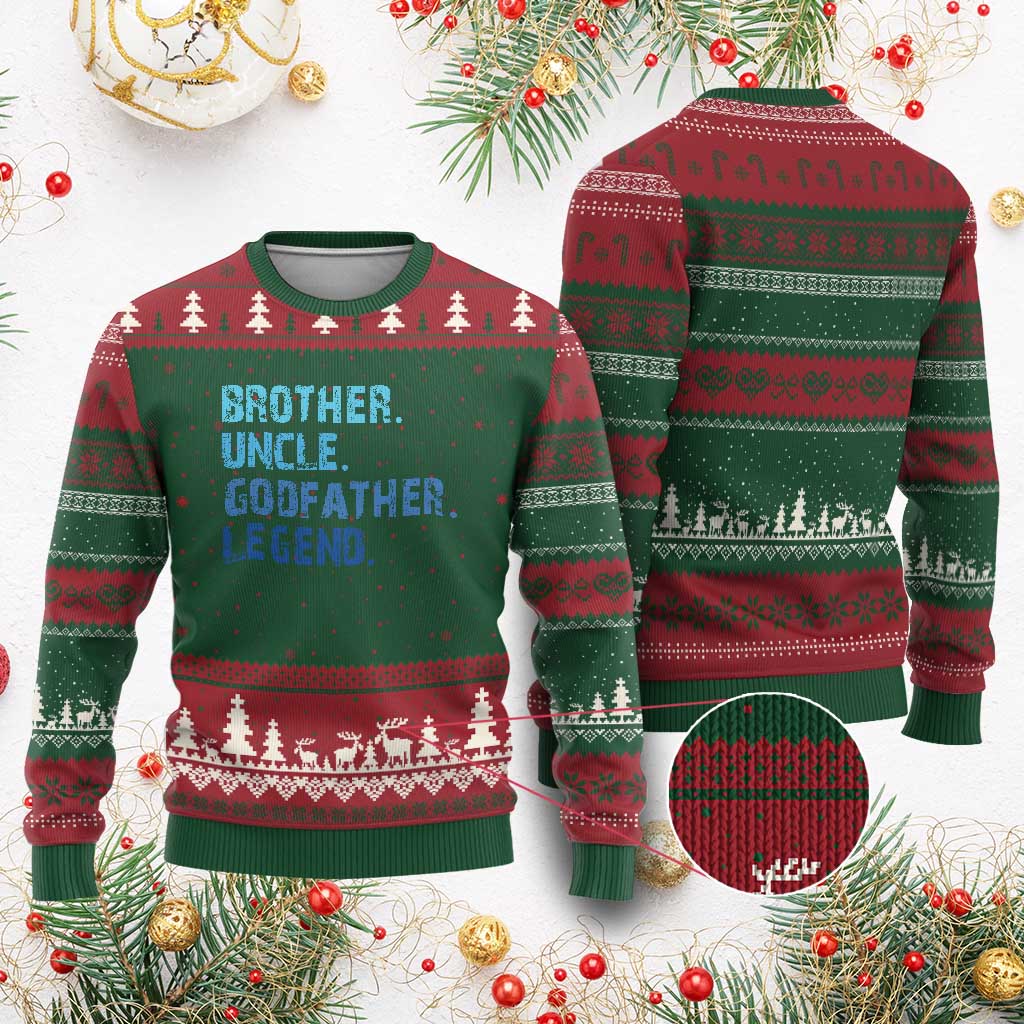 Brother Uncle Godfather Legend Ugly Christmas Sweater Best Funny Uncle Fathers Day - Wonder Print Shop