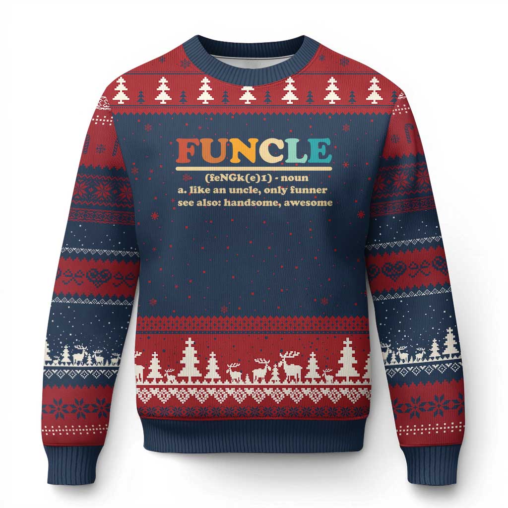 Funcle Funny Uncle Ugly Christmas Sweater Like An Uncle Only Funner Fathers Day - Wonder Print Shop