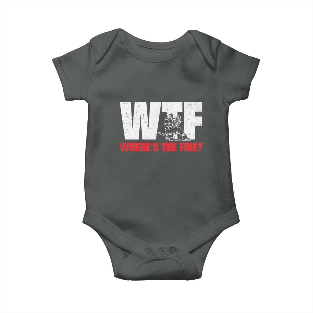 WTF Wheres The Fire Baby Onesie Funny Fireman Firefighter - Wonder Print Shop