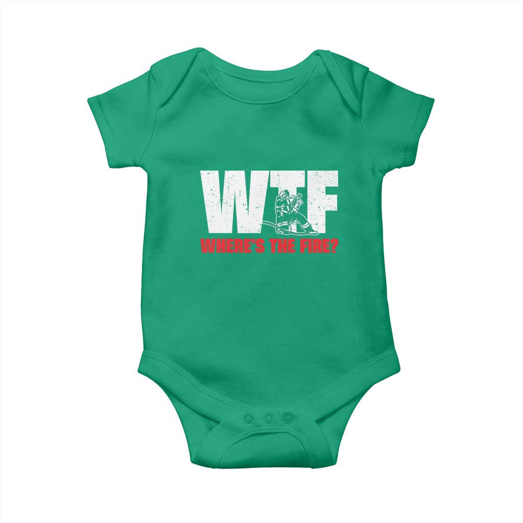 WTF Wheres The Fire Baby Onesie Funny Fireman Firefighter - Wonder Print Shop