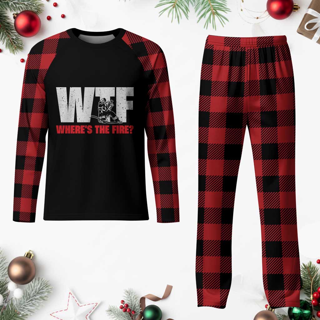 WTF Wheres The Fire Plaid Pajama Set Funny Fireman Firefighter - Wonder Print Shop
