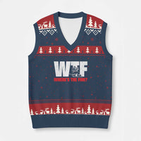 WTF Wheres The Fire V-Neck Knit Sweater Vest Funny Fireman Firefighter - Wonder Print Shop