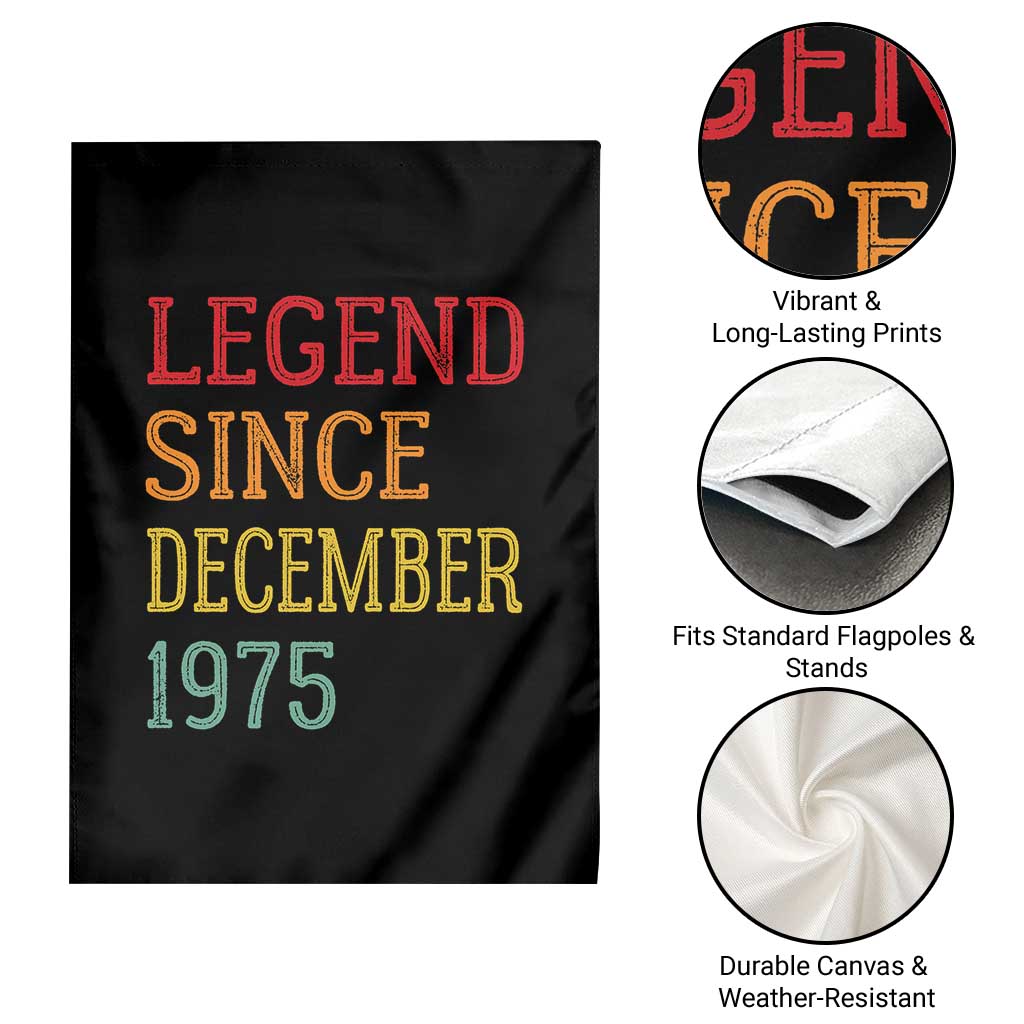 Legend Since December 1975 Garden Flag Vintage Retro 50th Birthday Gifts - Wonder Print Shop