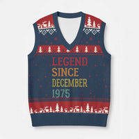 Legend Since December 1975 V-Neck Knit Sweater Vest Vintage Retro 50th Birthday Gifts - Wonder Print Shop