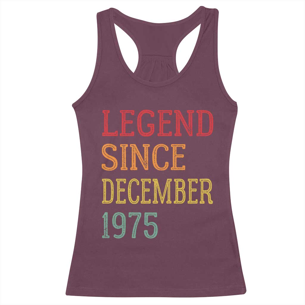 Legend Since December 1975 Racerback Tank Top Vintage Retro 50th Birthday Gifts - Wonder Print Shop