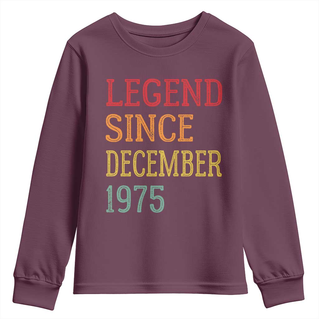 Legend Since December 1975 Youth Sweatshirt Vintage Retro 50th Birthday Gifts - Wonder Print Shop