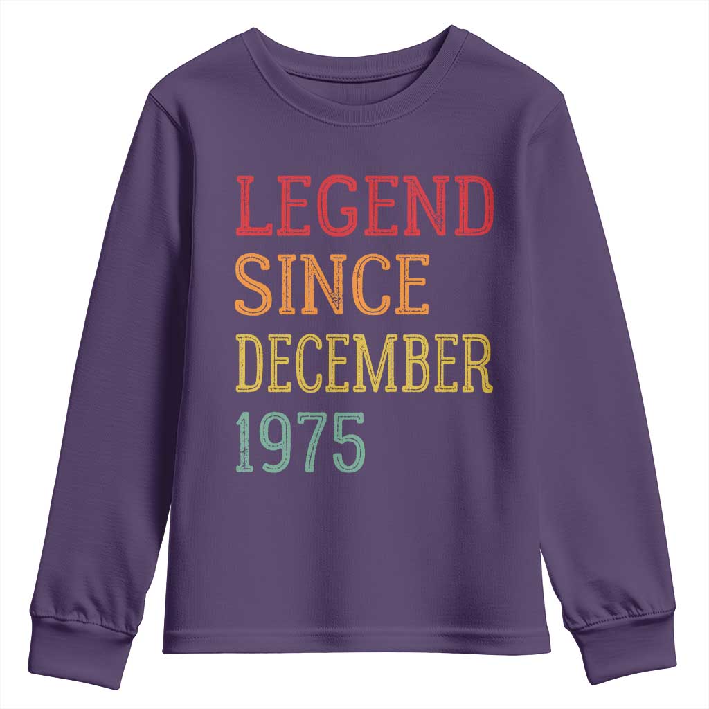 Legend Since December 1975 Youth Sweatshirt Vintage Retro 50th Birthday Gifts - Wonder Print Shop