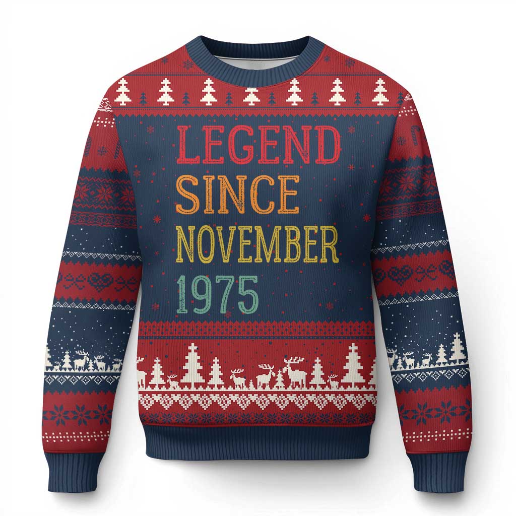 Legend Since November 1975 Ugly Christmas Sweater Vintage Retro 50th Birthday Gifts - Wonder Print Shop