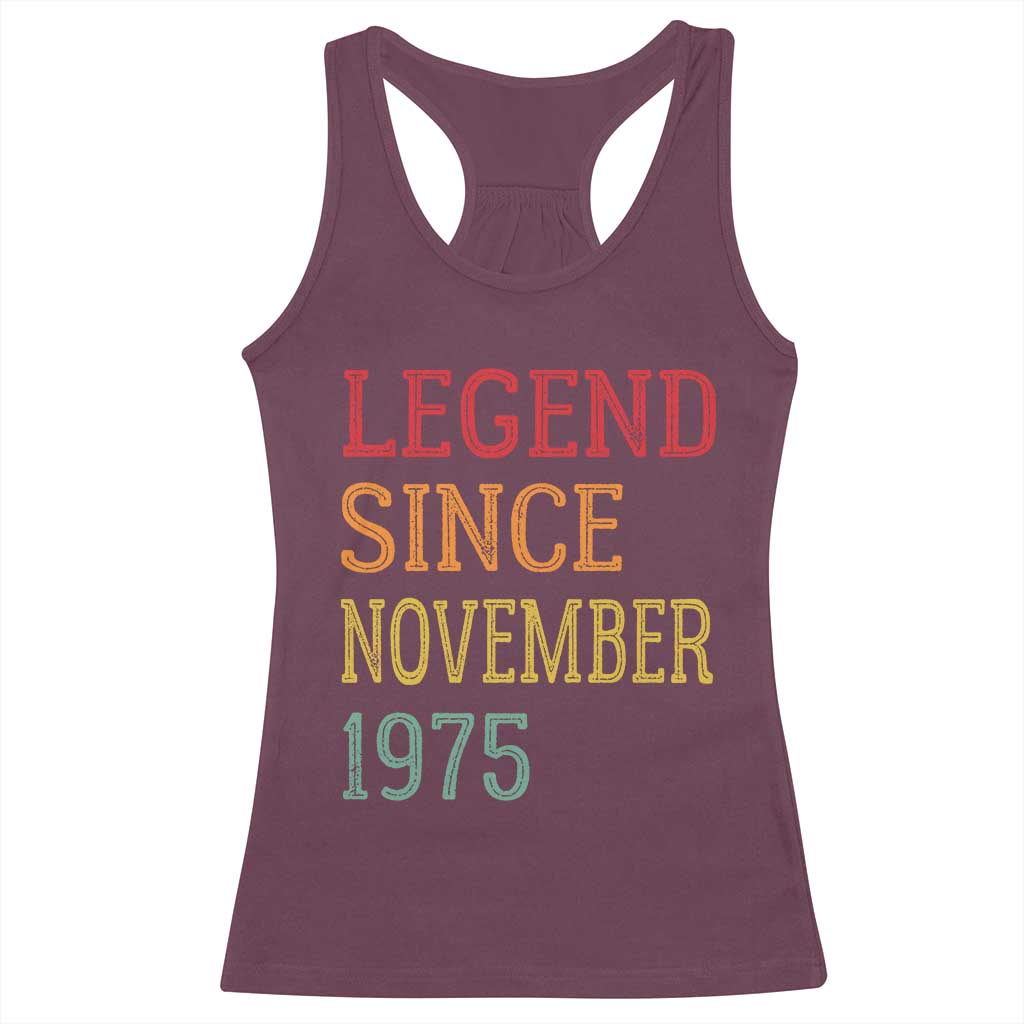 Legend Since November 1975 Racerback Tank Top Vintage Retro 50th Birthday Gifts - Wonder Print Shop