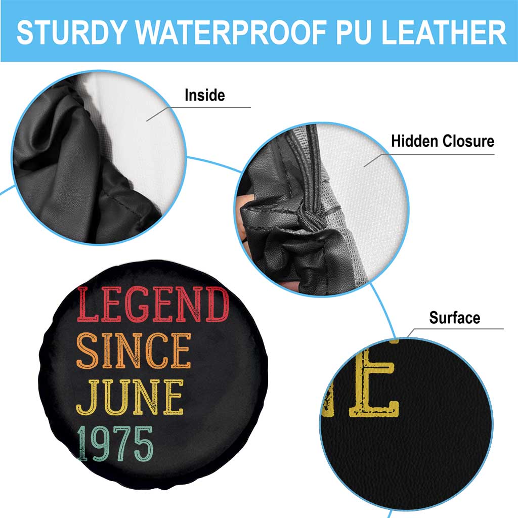 Legend Since June 1975 Spare Tire Cover Vintage Retro 50th Birthday Gifts