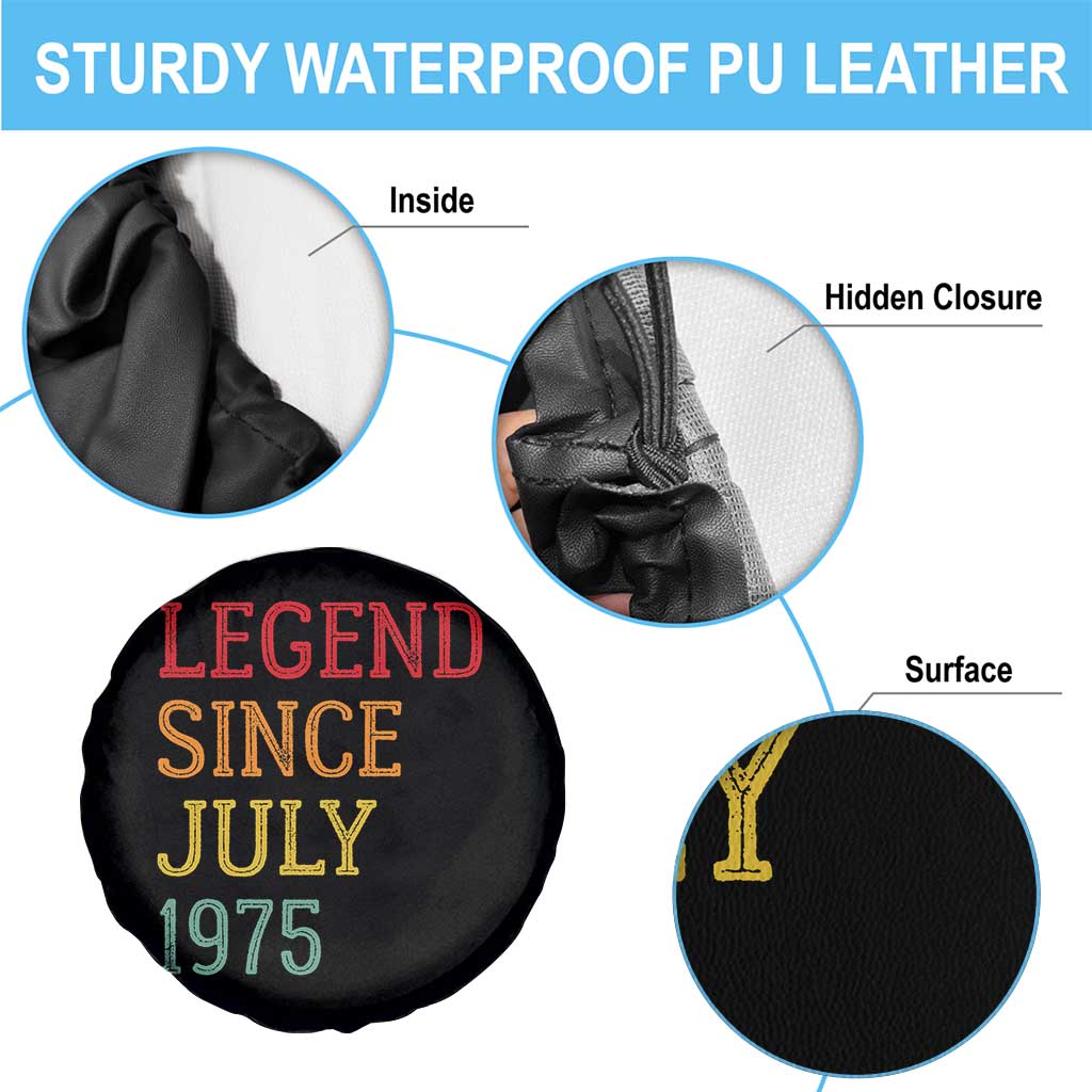 Legend Since July 1975 Spare Tire Cover Vintage Retro 50th Birthday Gifts
