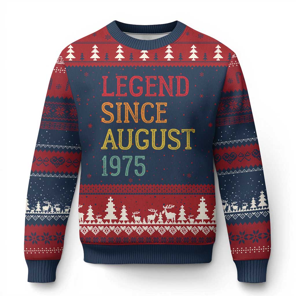 Legend Since August 1975 Ugly Christmas Sweater Vintage Retro 50th Birthday Gifts - Wonder Print Shop