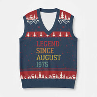 Legend Since August 1975 V-Neck Knit Sweater Vest Vintage Retro 50th Birthday Gifts - Wonder Print Shop