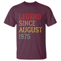 Legend Since August 1975 T Shirt Vintage Retro 50th Birthday Gifts