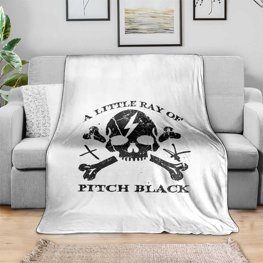 A Little Ray of Pitch Black Throw Blanket Dark Humor Sarcastic Halloween Spooky Skull - Wonder Print Shop