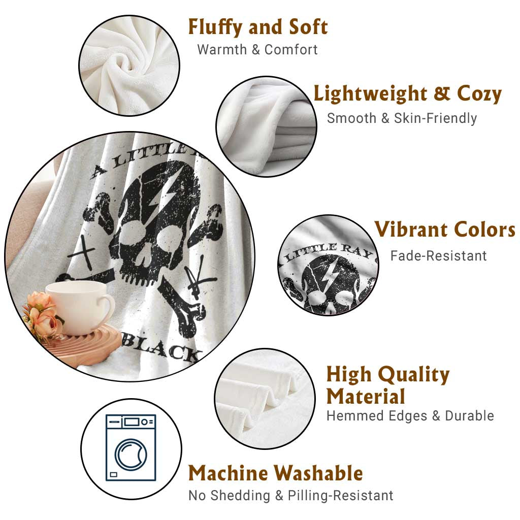 A Little Ray of Pitch Black Throw Blanket Dark Humor Sarcastic Halloween Spooky Skull - Wonder Print Shop