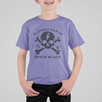 A Little Ray of Pitch Black T Shirt For Kid Dark Humor Sarcastic Halloween Spooky Skull - Wonder Print Shop
