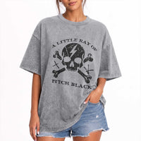 A Little Ray of Pitch Black Washed Cotton T-Shirt Dark Humor Sarcastic Halloween Spooky Skull