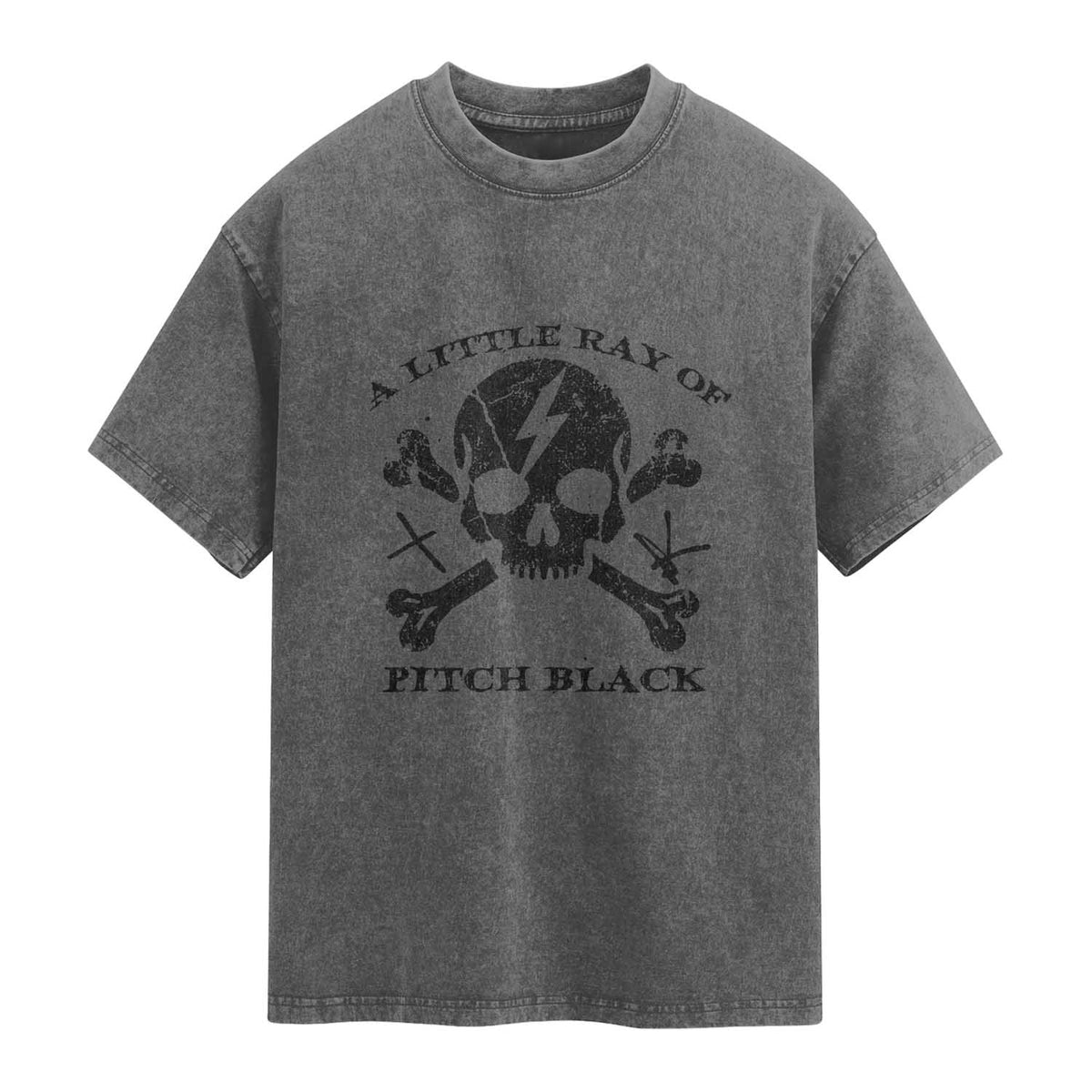 A Little Ray of Pitch Black Washed Cotton T-Shirt Dark Humor Sarcastic Halloween Spooky Skull