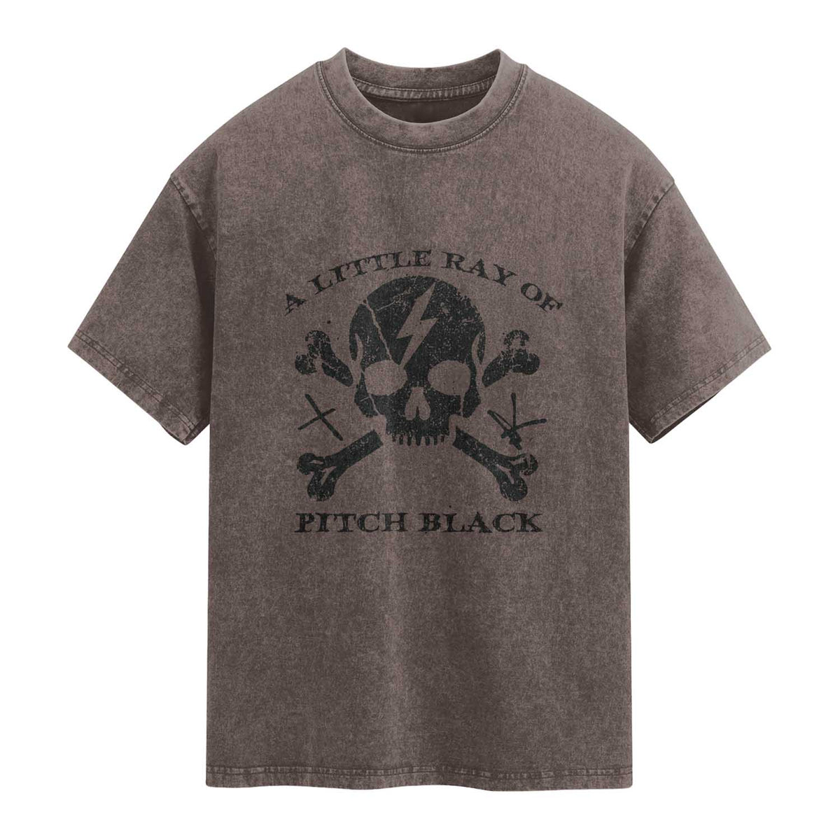 A Little Ray of Pitch Black Washed Cotton T-Shirt Dark Humor Sarcastic Halloween Spooky Skull