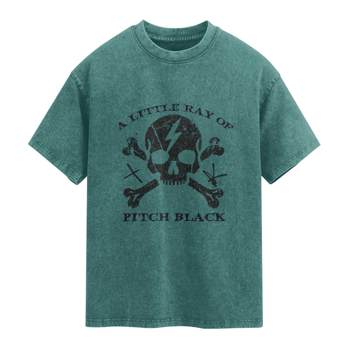 A Little Ray of Pitch Black Washed Cotton T-Shirt Dark Humor Sarcastic Halloween Spooky Skull