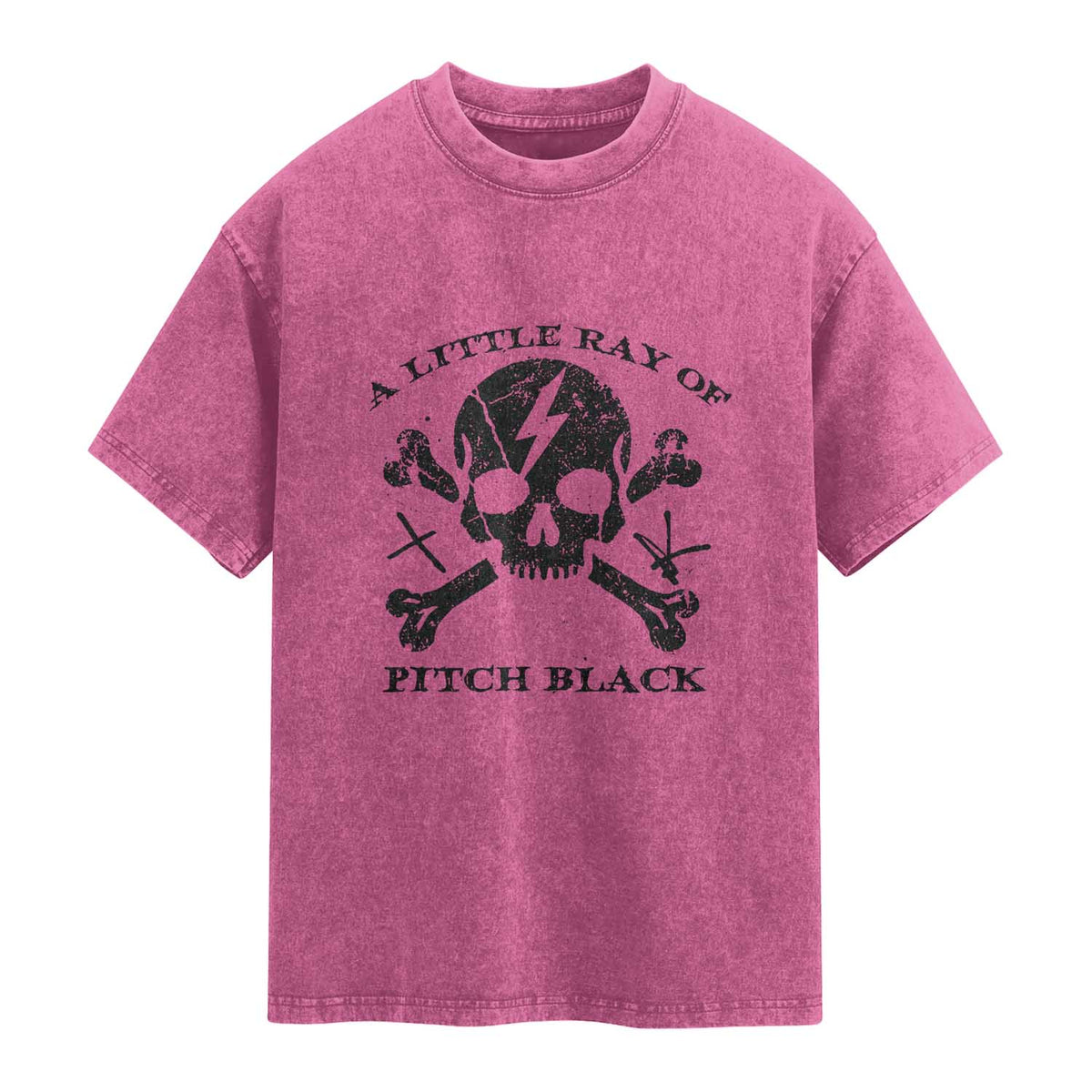 A Little Ray of Pitch Black Washed Cotton T-Shirt Dark Humor Sarcastic Halloween Spooky Skull