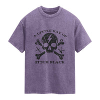 A Little Ray of Pitch Black Washed Cotton T-Shirt Dark Humor Sarcastic Halloween Spooky Skull