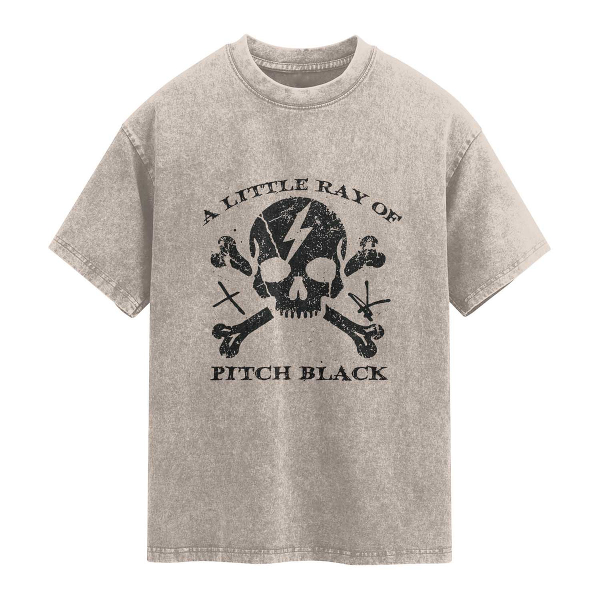 A Little Ray of Pitch Black Washed Cotton T-Shirt Dark Humor Sarcastic Halloween Spooky Skull