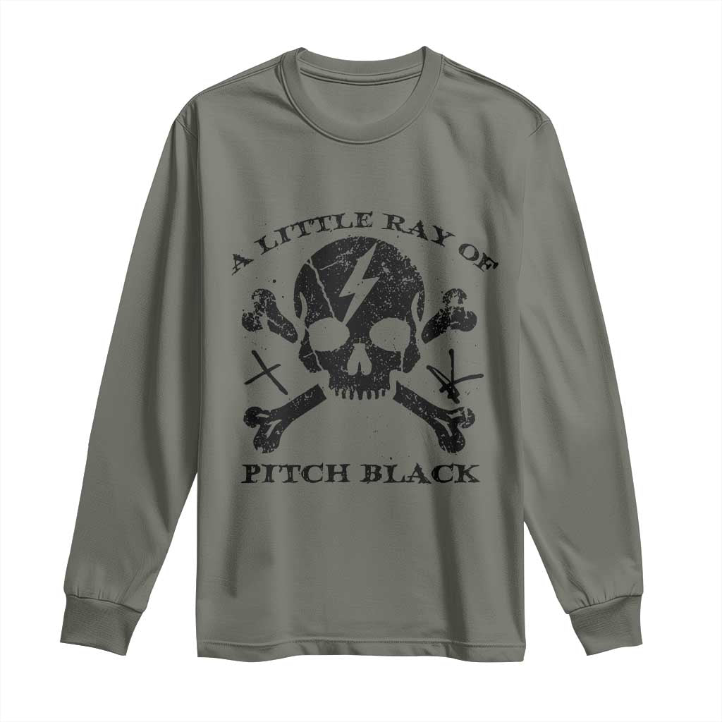 A Little Ray of Pitch Black Long Sleeve Shirt Dark Humor Sarcastic Halloween Spooky Skull - Wonder Print Shop