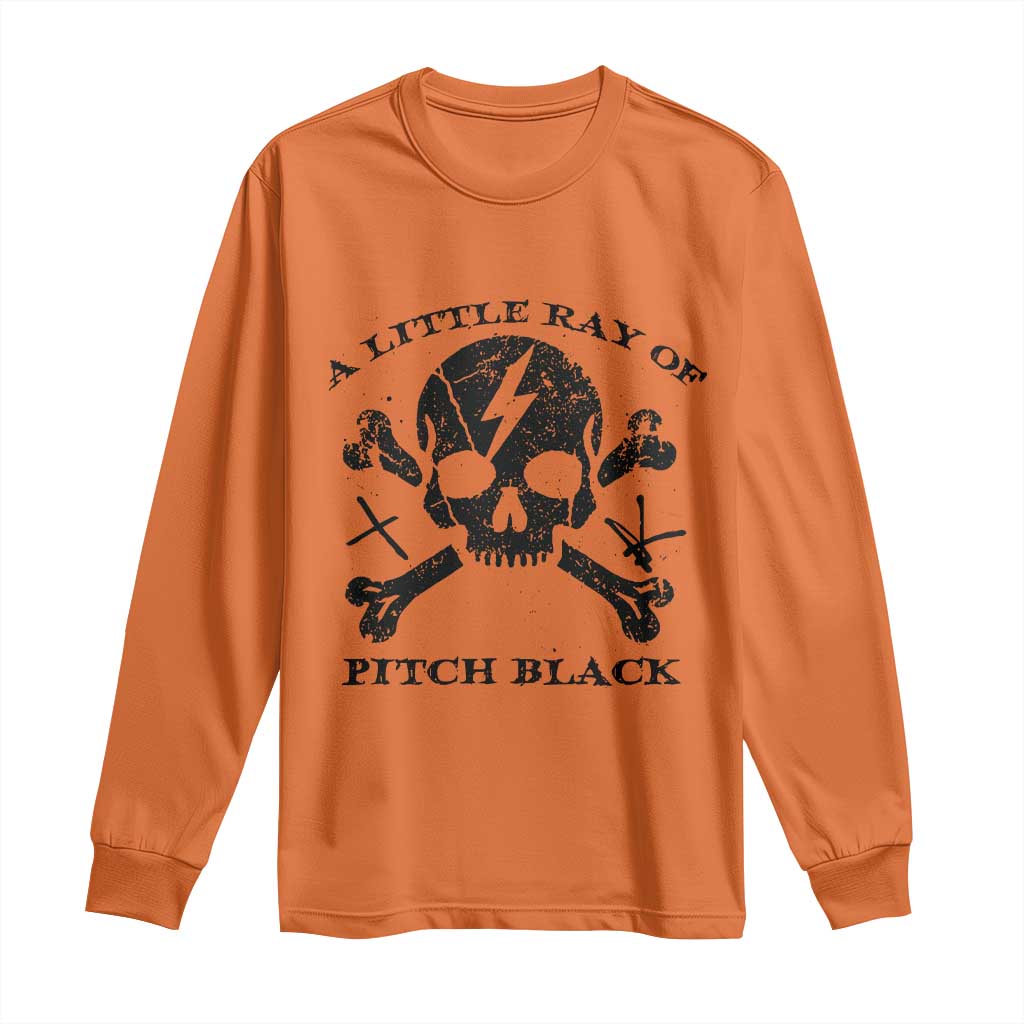 A Little Ray of Pitch Black Long Sleeve Shirt Dark Humor Sarcastic Halloween Spooky Skull - Wonder Print Shop