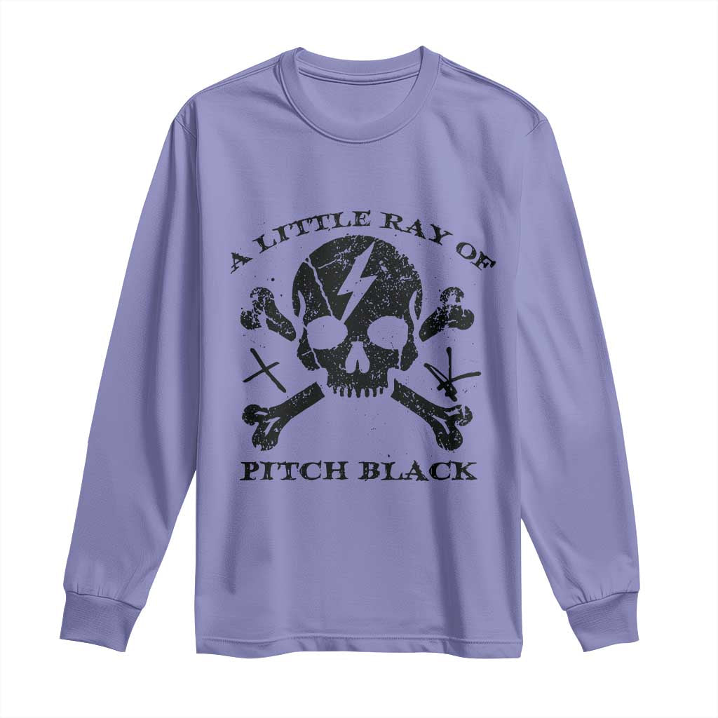 A Little Ray of Pitch Black Long Sleeve Shirt Dark Humor Sarcastic Halloween Spooky Skull - Wonder Print Shop
