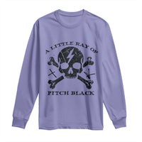 A Little Ray of Pitch Black Long Sleeve Shirt Dark Humor Sarcastic Halloween Spooky Skull - Wonder Print Shop