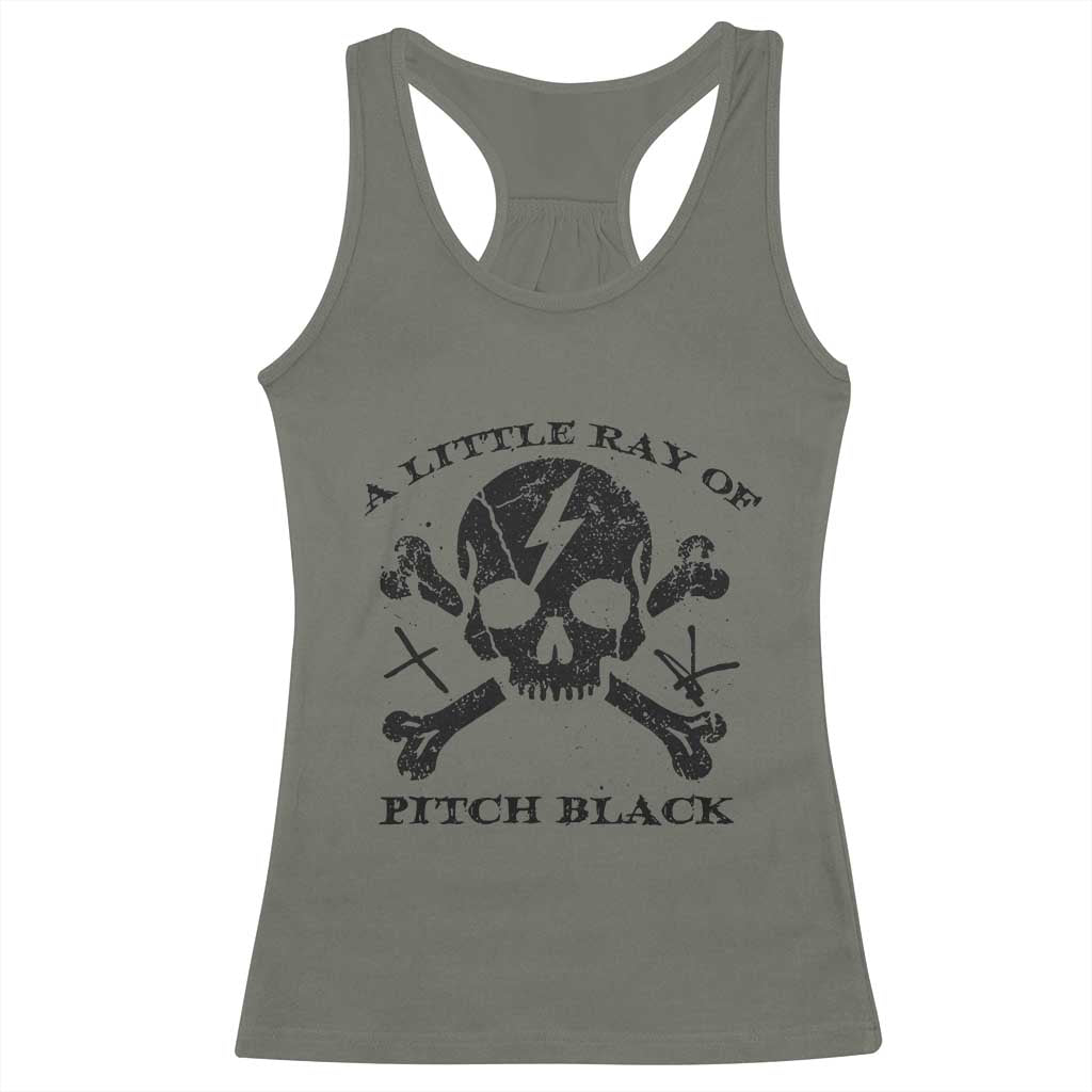 A Little Ray of Pitch Black Racerback Tank Top Dark Humor Sarcastic Halloween Spooky Skull - Wonder Print Shop