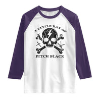 A Little Ray of Pitch Black Raglan Shirt Dark Humor Sarcastic Halloween Spooky Skull - Wonder Print Shop