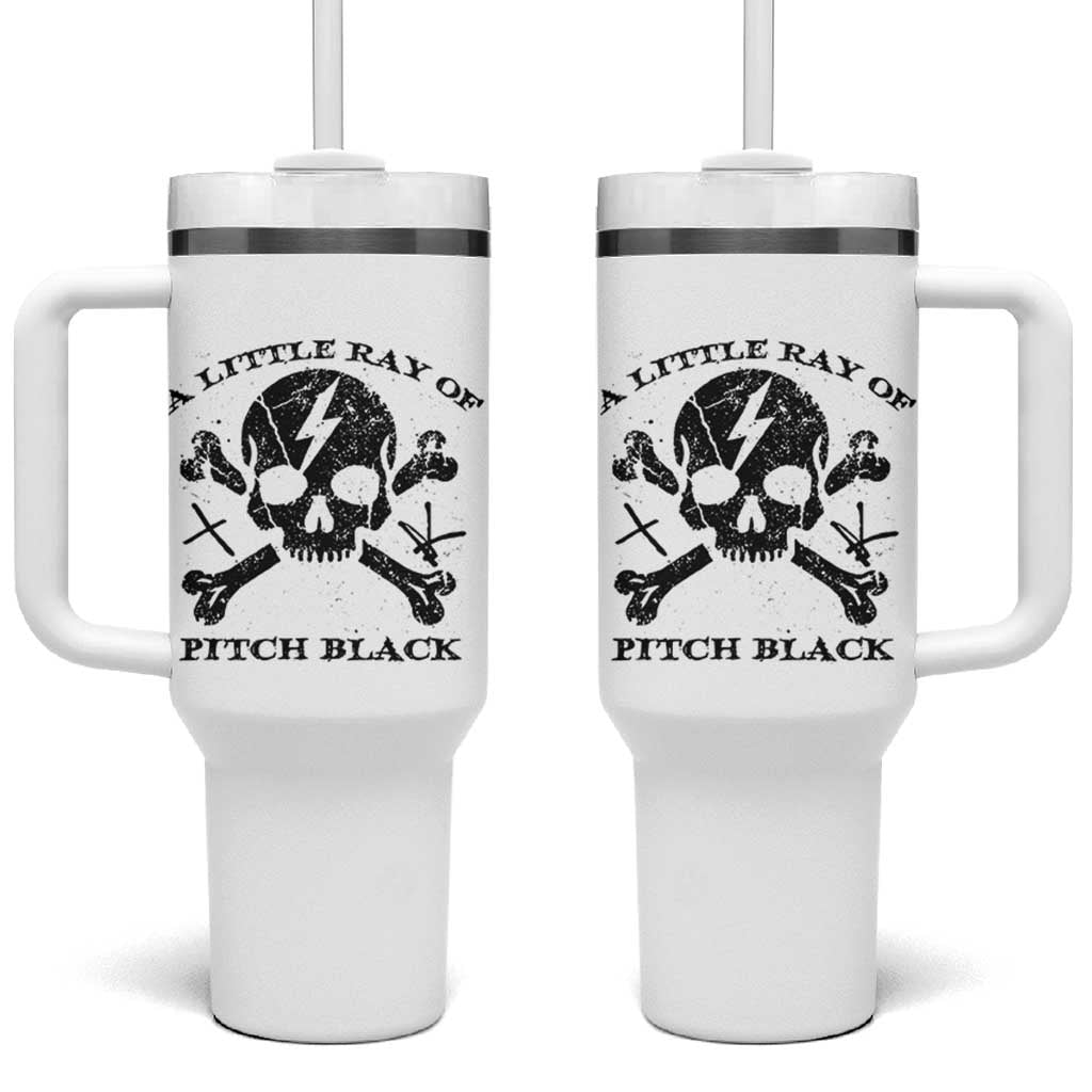 A Little Ray of Pitch Black Tumbler With Handle Dark Humor Sarcastic Halloween Spooky Skull - Wonder Print Shop