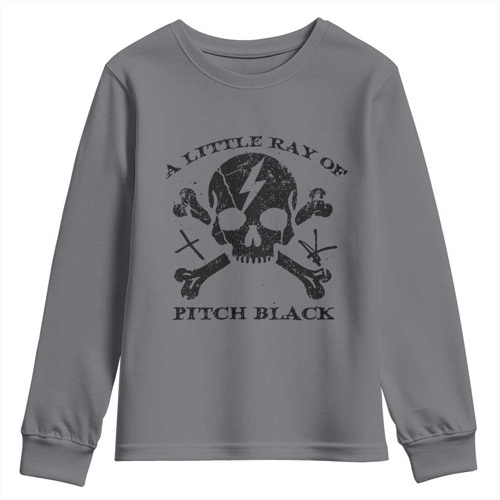 A Little Ray of Pitch Black Youth Sweatshirt Dark Humor Sarcastic Halloween Spooky Skull - Wonder Print Shop
