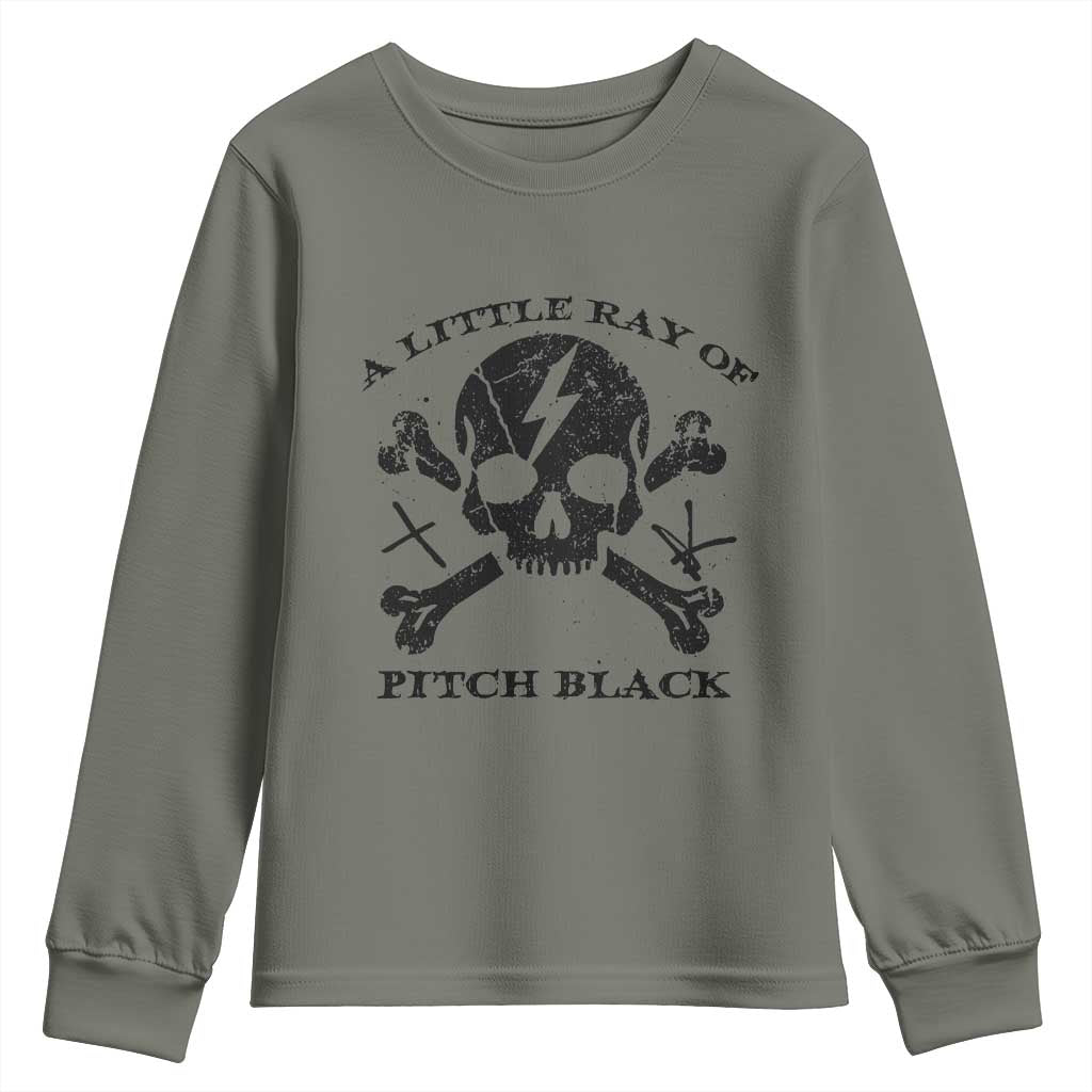 A Little Ray of Pitch Black Youth Sweatshirt Dark Humor Sarcastic Halloween Spooky Skull - Wonder Print Shop